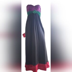□$4800 OSCAR DE LA RENTA BLK RED PURPLE RUNWAY GOWN 10